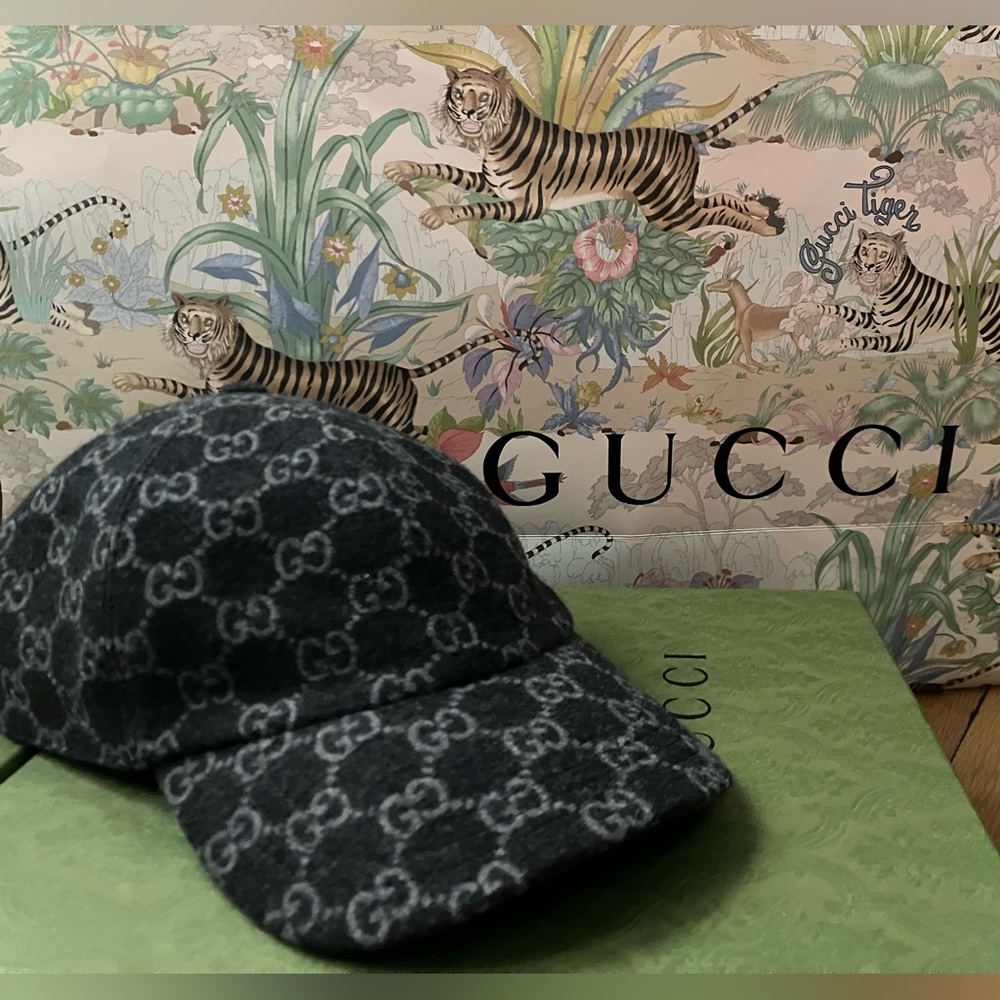 Gucci Wool GG Monogram Baseball Cap Hat - Unisex